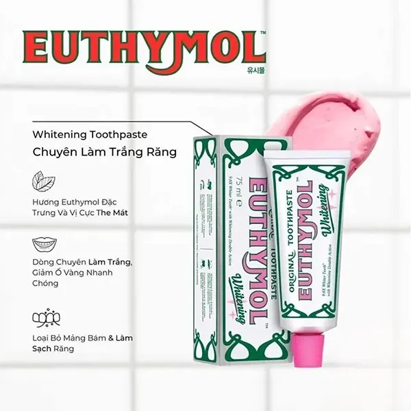 Kem Đánh Răng Euthymol Whitening Toothpaste Hồng 98g