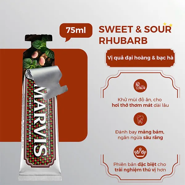 Kem Đánh Răng Marvis Sweet & Sour Rhubarb 75ml