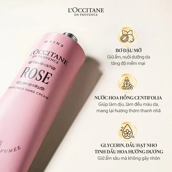 Kem Dưỡng Da Tay Hoa Hồng L'Occitane Rose Creme Mains Hand Cream 150ml