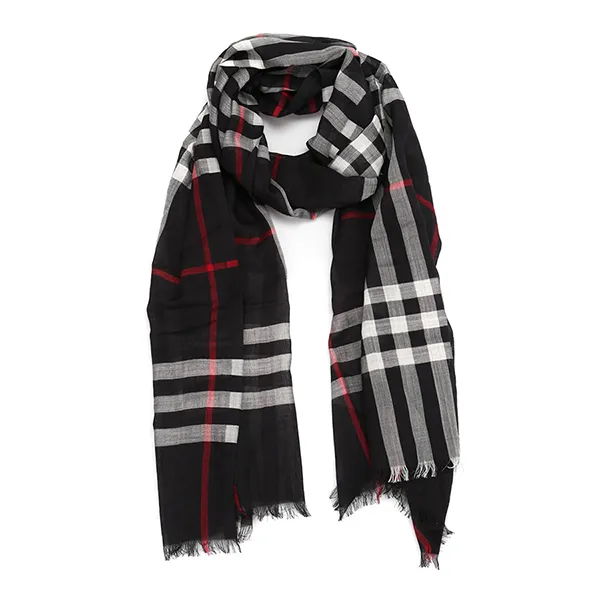 Khăn Choàng Burberry Wool And Silk Light Scarf Màu Đen