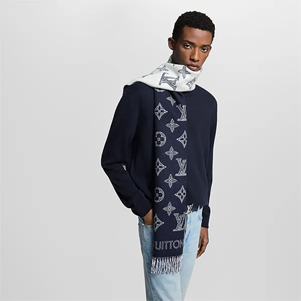 Khăn Nữ Louis Vuitton LV Monogram Shadow M79186 Màu Trắng - Xanh