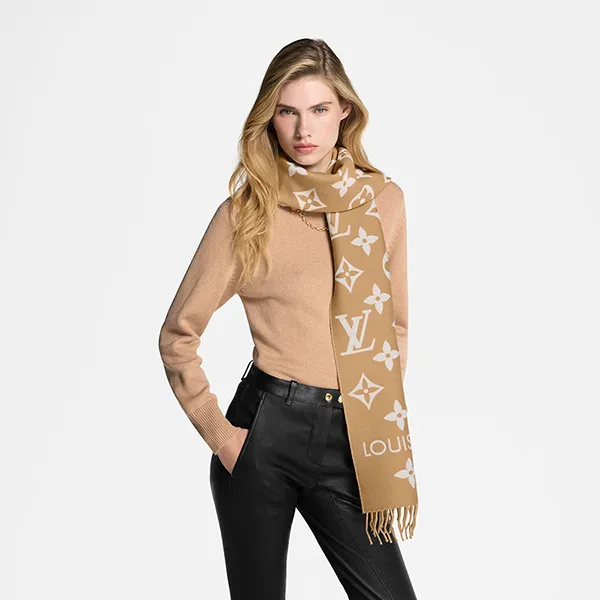 Khăn Quàng Cổ Louis Vuitton LV Essential Scarf M77728 Màu Be