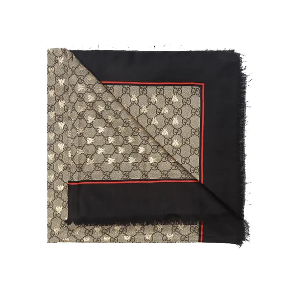 Khăn Quàng Cổ Unisex Gucci Bee Motif Modal Silk Scarf Black/Gold - 551072 3GA40 1074 Màu Đen Be