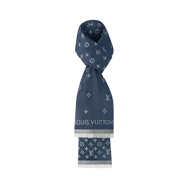 Khăn Quàng Cổ Unisex Louis Vuitton LV M79719 All About Monogram Stole Màu Xanh Navy