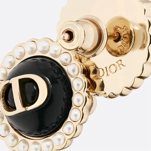 Khuyên Tai Nữ Dior Petit CD Baroque Stud Earrings E1835PTCVE_D307 Màu Vàng Gold/Đen