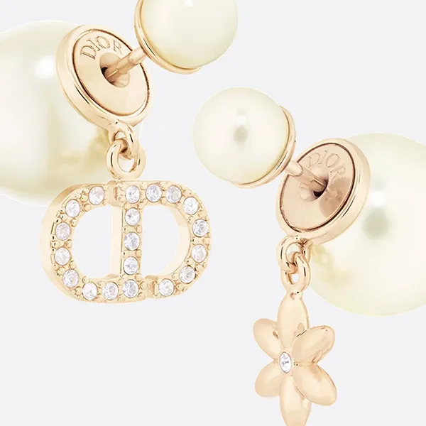 Khuyên Tai Nữ Dior Tribales Earrings E4408WOMCY_D03S Màu Vàng/Trắng