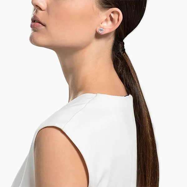 Khuyên Tai Nữ Swarovski Creativity Circle Pierced Earrings White Rose-Gold Tone Plated 5199827 Màu Vàng Hồng