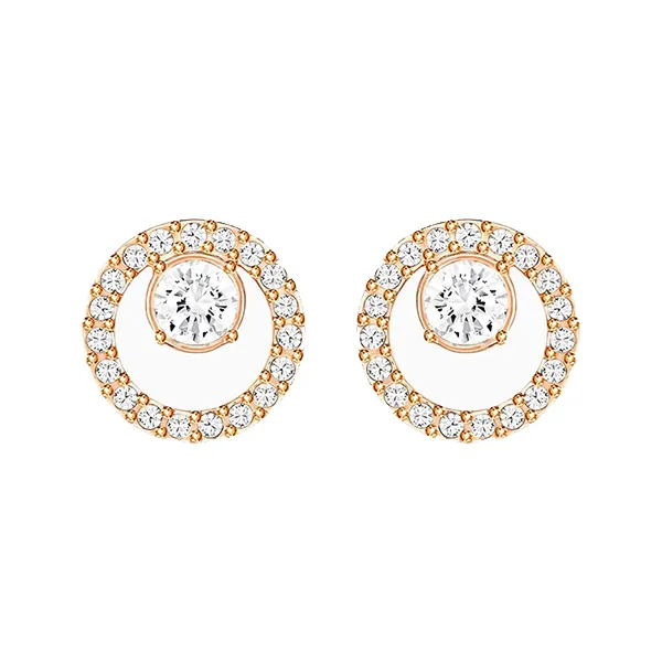 Khuyên Tai Nữ Swarovski Creativity Circle Pierced Earrings White Rose-Gold Tone Plated 5199827 Màu Vàng Hồng