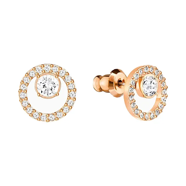 Khuyên Tai Nữ Swarovski Creativity Circle Pierced Earrings White Rose-Gold Tone Plated 5199827 Màu Vàng Hồng