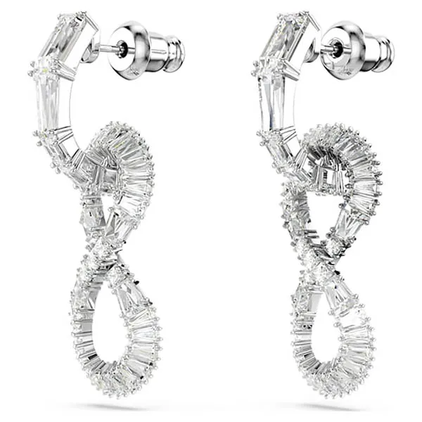 Khuyên Tai Nữ Swarovski Hyperbola Drop Earrings Infinity, White, Rhodium Plated 5679793 Màu Bạc