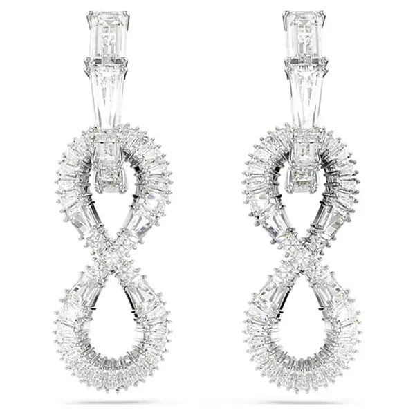 Khuyên Tai Nữ Swarovski Hyperbola Drop Earrings Infinity, White, Rhodium Plated 5679793 Màu Bạc