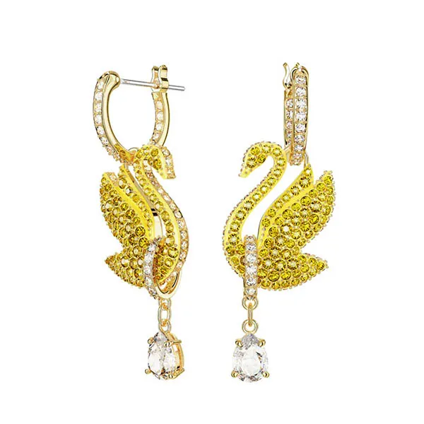 Khuyên Tai Nữ Swarovski Iconic Swan Drop, Swan, Yellow, Gold-Tone Plated 5647543 Màu Vàng