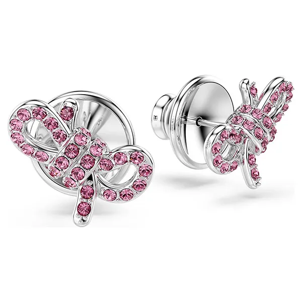 Khuyên Tai Nữ Swarovski Lifelong Bow Stud Earrings Bow, Pink, Rhodium Plated 5723557 Màu Hồng