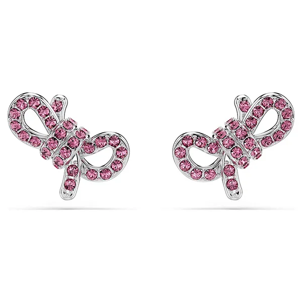 Khuyên Tai Nữ Swarovski Lifelong Bow Stud Earrings Bow, Pink, Rhodium Plated 5723557 Màu Hồng