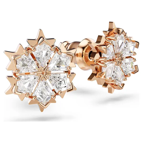 Khuyên Tai Nữ Swarovski Magic Stud Earrings Snowflake, White, Rose gold-tone Plated 5627348 Màu Vàng Hồng