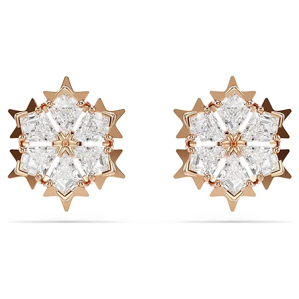 Khuyên Tai Nữ Swarovski Magic Stud Earrings Snowflake, White, Rose gold-tone Plated 5627348 Màu Vàng Hồng