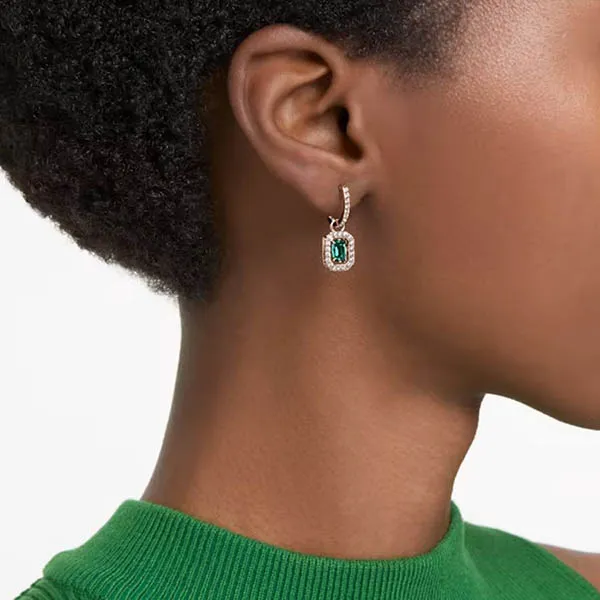 Khuyên Tai Nữ Swarovski Millenia Earrings, Rose Gold-Tone Plated And Green Crystals 5650068 Màu Xanh - Vàng Hồng