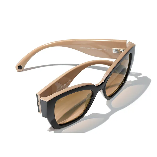 Kính Mát Chanel CH6058 C534M2 Butterfly Sunglasses Màu Đen Be