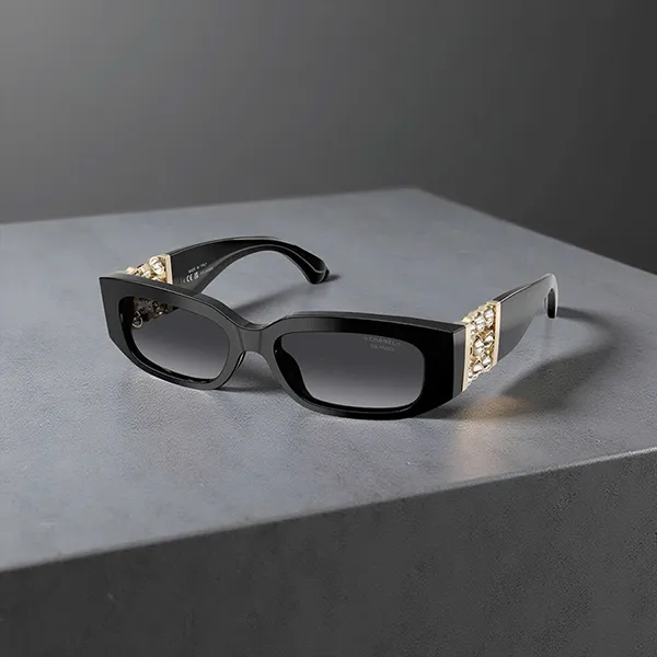 Kính Mát Chanel Rectangle Black/ Dark Grey CH5544 C622S8 Màu Đen Xám