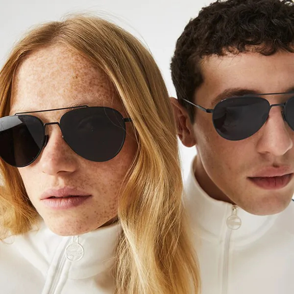 Kính Mát Lacoste Modified Rectangular Metal Ultra-Thin Sunglasses L195S 424 Màu Xanh/Đen