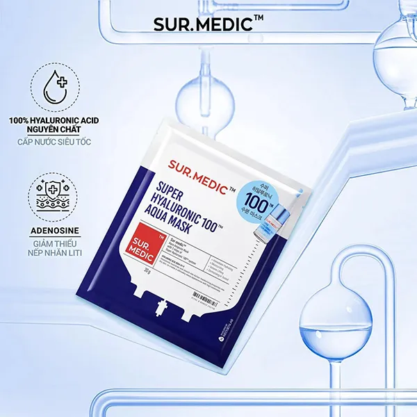 Mặt Nạ Hỗ Trợ Cấp Nước Chuyên Sâu Sur.Medic+ Super Hyaluronic 100™ Aqua Mask 30g