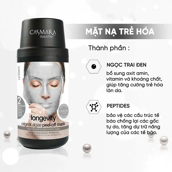 Mặt Nạ Ngọc Trai Đen Hỗ Trợ Làm Săn Chắc, Trẻ Hóa Da Casmara Longevity Algae Peel-Off 200g
