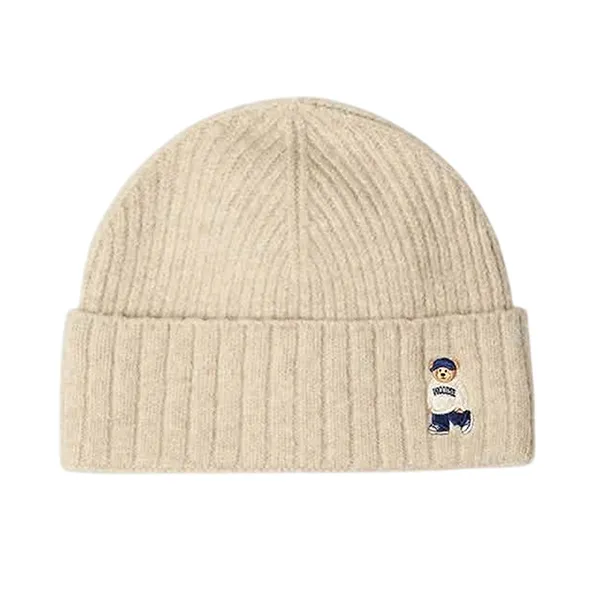 Mũ Len Spao Cap Embroidered Beanie Màu Be Nhạt
