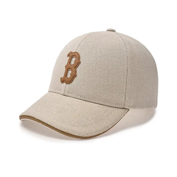 Mũ MLB Basic Canvas Leather Logo Structure Ball Cap Boston Red Sox Cream 3ACPVL94N 43CRD Màu Kem