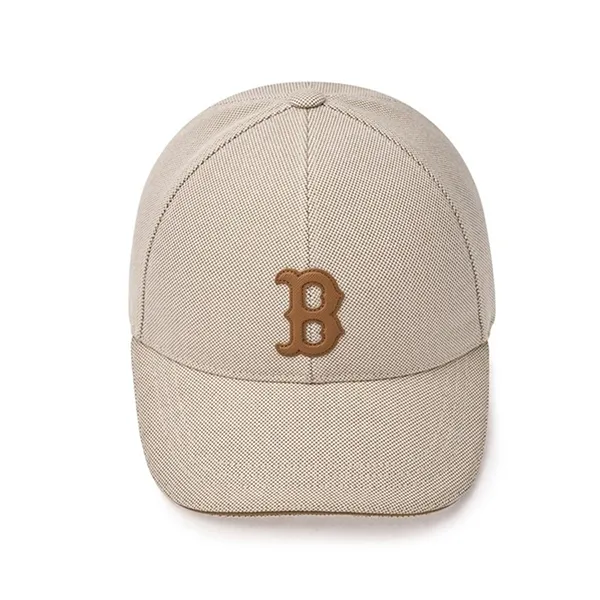 Mũ MLB Basic Canvas Leather Logo Structure Ball Cap Boston Red Sox Cream 3ACPVL94N 43CRD Màu Kem