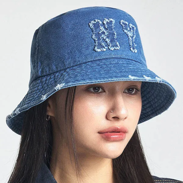Mũ MLB Bucket Basic Coopers Denim Bucket Hat New York Yankees - 3AHTDS24N-50BLL Màu Xanh Size 57