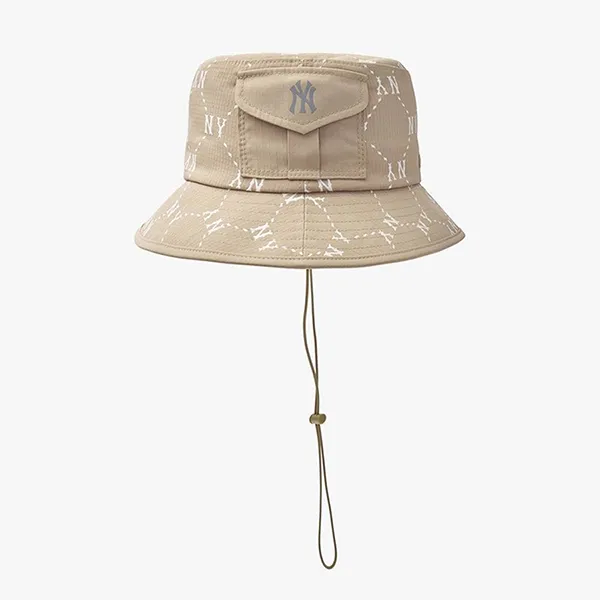 Mũ MLB Bucket Diamond Monogram Sporty Safari 3AHTM015N-50BGD Màu Be Size 57