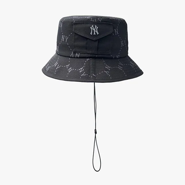 Mũ MLB Bucket Diamond Monogram Sporty Safari 3AHTM015N-50BKS Màu Đen Size 57