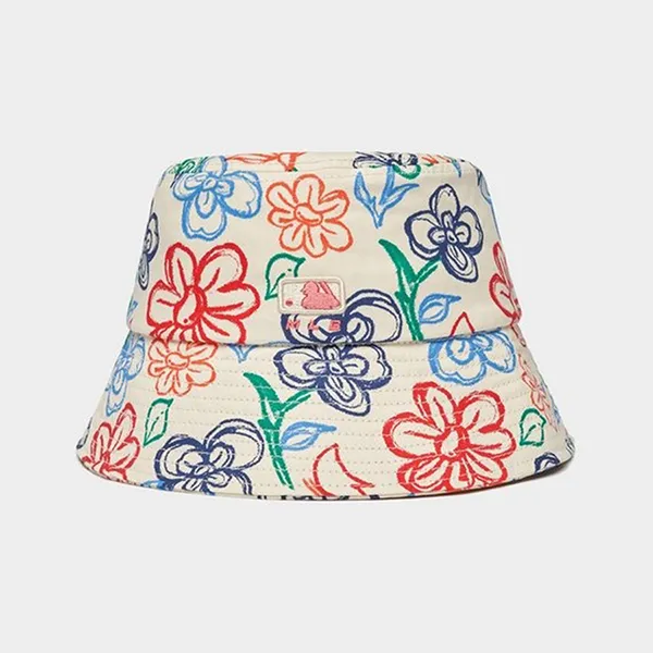 Mũ MLB Floral Cotton Bucket Hat New York Yankees 3AHT0891N 50CRS Màu Kem Họa Tiết Size 59