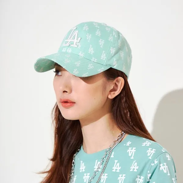 Mũ MLB Monogram Classic Structure Ball Cap La Dodgers 3ACPFF02N-07MTL Màu Xanh Mint