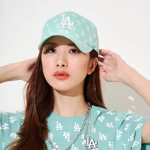 Mũ MLB Monogram Classic Structure Ball Cap La Dodgers 3ACPFF02N-07MTL Màu Xanh Mint