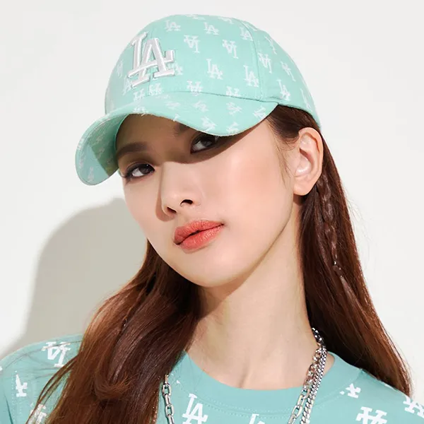 Mũ MLB Monogram Classic Structure Ball Cap La Dodgers 3ACPFF02N-07MTL Màu Xanh Mint