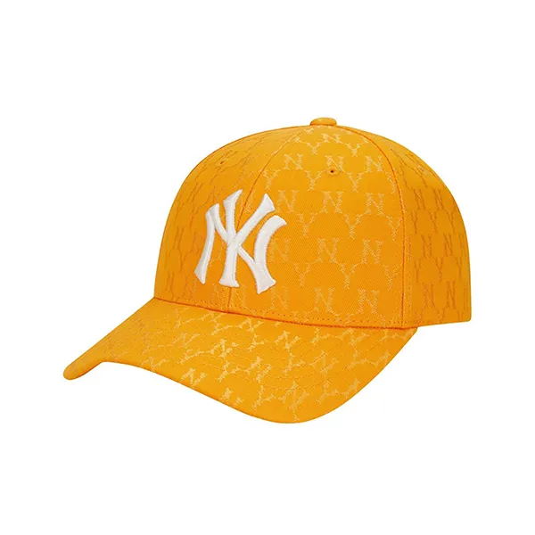 Mũ MLB Monogram Jacquard Curved Adjustable Cap NY Mustard 32CPFC111 50D Màu Vàng