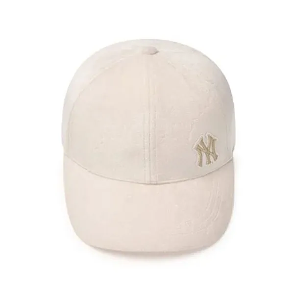Mũ MLB Monogram Velvet Embo Structured Ball Cap New York Yankees 3ACPMV046‑50CRD Màu Trắng Kem
