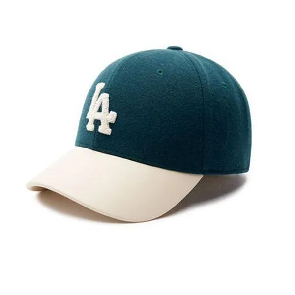 Mũ MLB Varsity LA Wool Textured Ball Cap Green 3ACPV0236-07GND Màu Xanh Trắng
