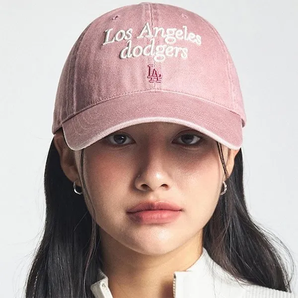 Mũ MLB Varsity Lettering Unstructured Ball Cap LA 3ACPVV04N Màu Hồng