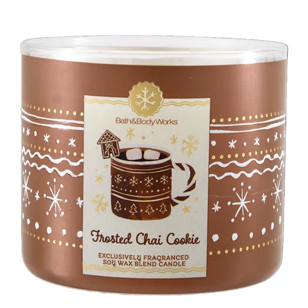 Nến Thơm 3 Bấc Bath & Body Works Frosted Chai Cookie LMT 3-Wick Candle 411g