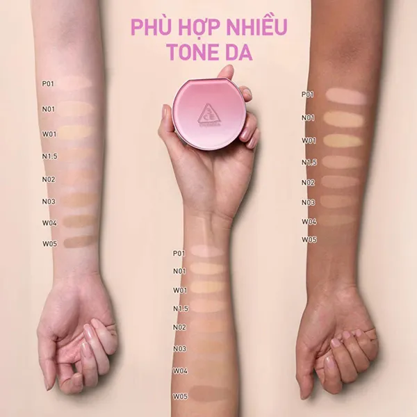 Phấn Nước Cushion 3CE Fitting Mesh Cover Cushion 11g (Kèm Lõi) Tone N01