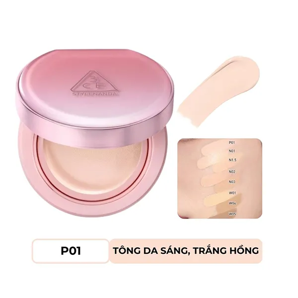 Phấn Nước Cushion 3CE Fitting Mesh Cover Cushion 11g (Kèm Lõi) Tone P01