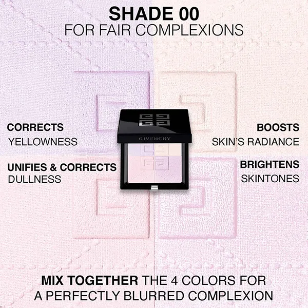 Phấn Phủ Dạng Nén Givenchy Prisme Libre 4-Color Pressed Powder Mattifying & Blurring Setting Powder Tone 00, 9.5g