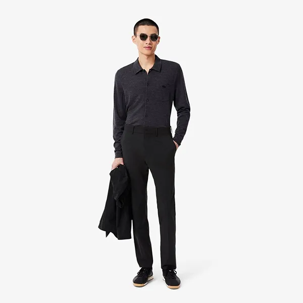 Quần Dài Nam Lacoste Straight Leg Trousers Lightweight Water Resistant Taffeta Fabric HH9930-031 Màu Đen Size 30