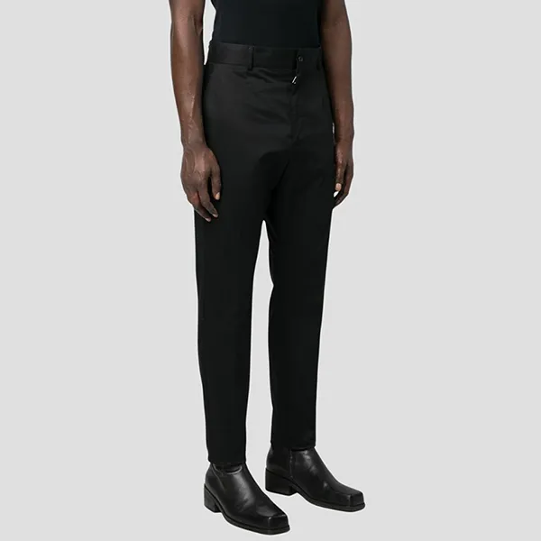 Quần Kaki Nam Dolce & Gabbana DG Black With Tag Logo Leather - GWZ4HT FUFML N000 Màu Đen Size 44