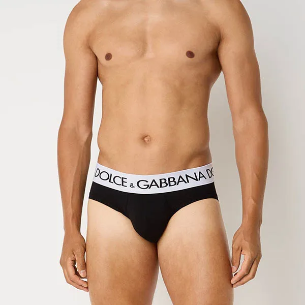 Quần Lót Nam Dolce & Gabbana D&G Slip Met Logoband M3PO3T Màu Đen Size 3