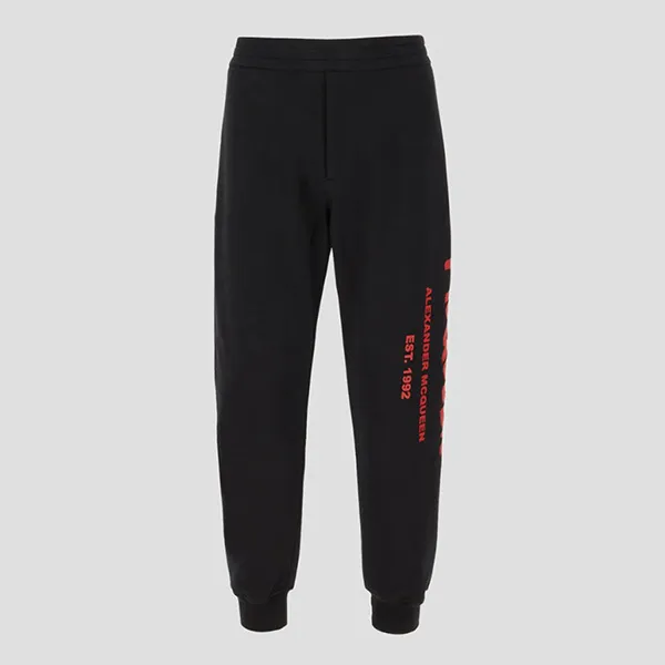 Quần Nỉ Alexander McQueen Graffiti Cotton Track Black With Logo Print 688714 QTAAB 0509 Màu Đen Size S