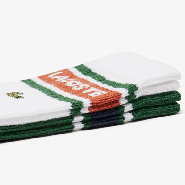 Set 2 Đôi Tất Unisex Lacoste 2-Pack Ribbed Cotton Socks RA9304-51-720 Màu Xanh Trắng Size 39-42