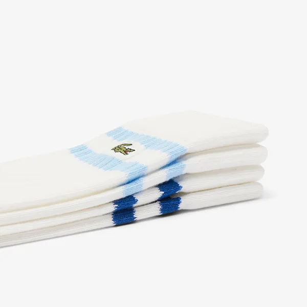 Set 2 Tất Unisex Lacoste Ribbed Cotton Socks RA6842-51-7IG Màu Trắng Size 35-38